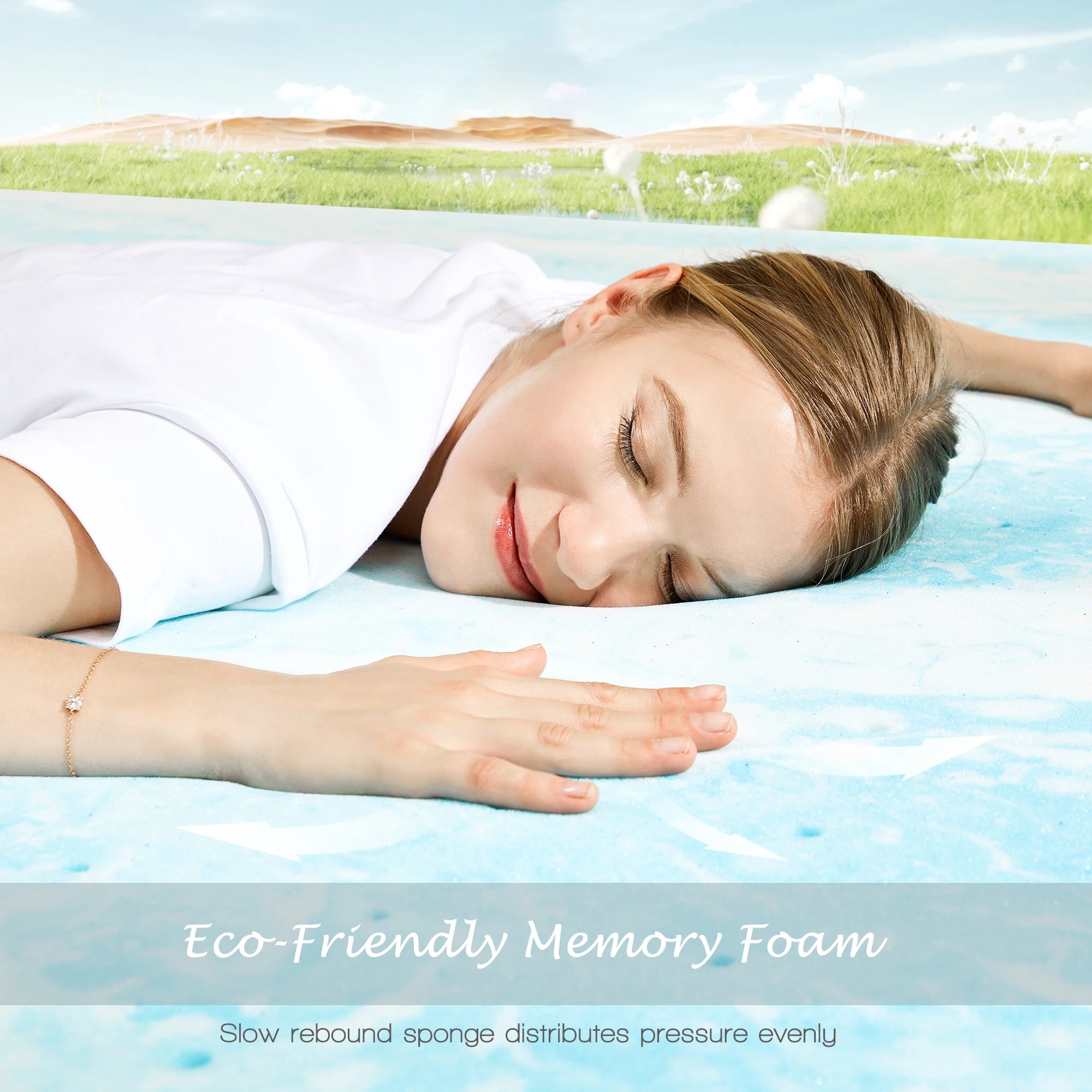 4-Inch Gel Memory Foam Mattress Topper - Cooling & Pressure Relief Bed Pad - 2