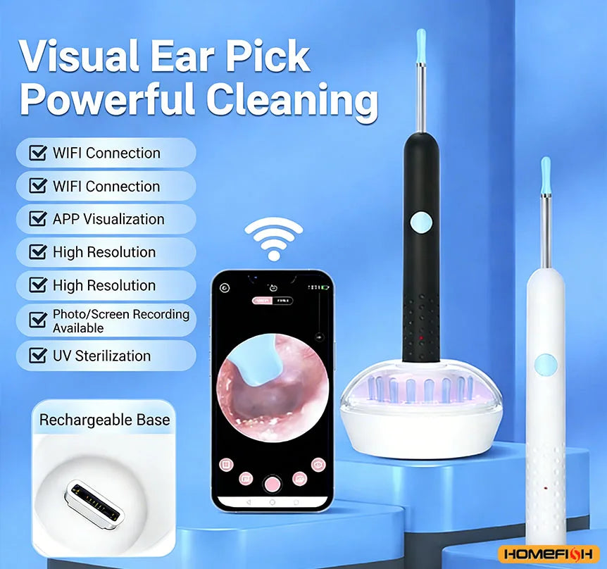 Smart Visual Ear Wax Remover - 1080P HD Camera Otoscope Cleaner