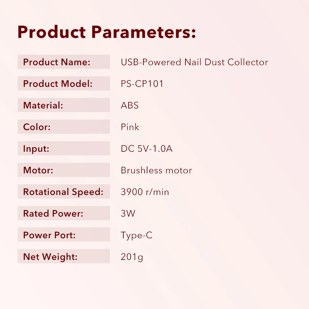 USB Nail Dust Collector with Washable Filter for Professional Manicure & Salon Use - 20