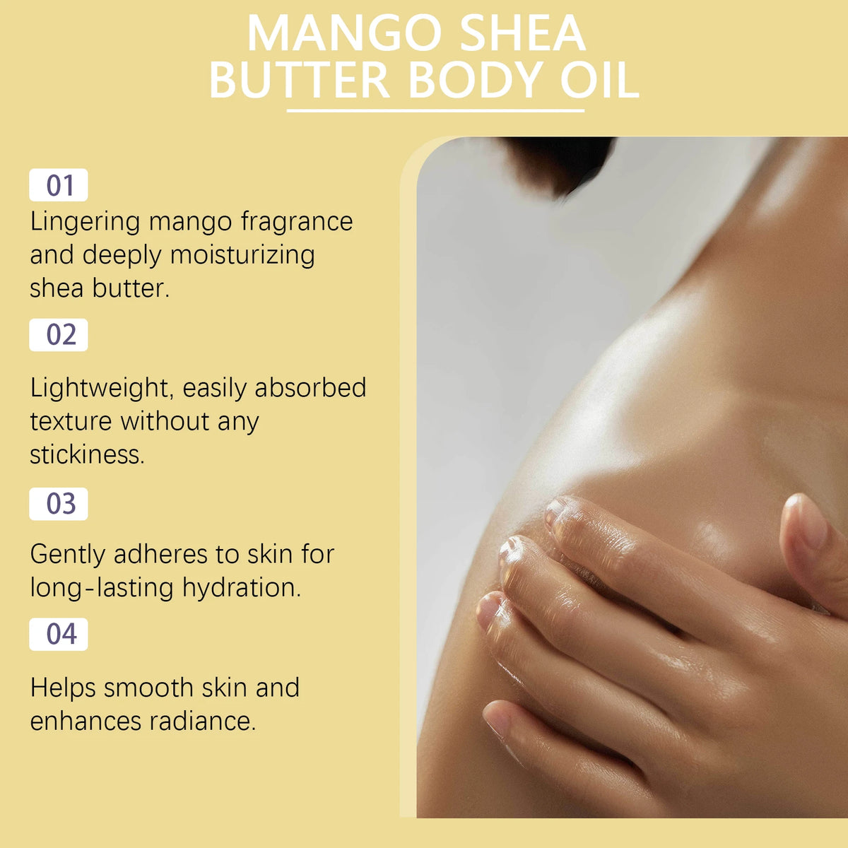 Mango Shea Butter Body Oil - Nourishing Moisturizer for Dry and Rough Skin