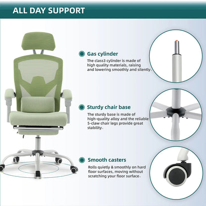 Ergonomic High-Back Mesh Office Chair with Footrest & Lumbar Support