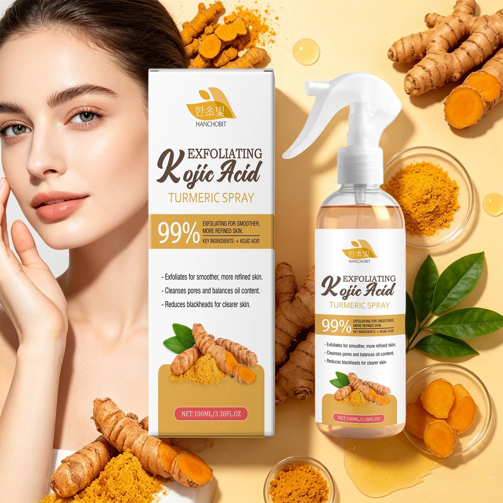 Kojic Acid Turmeric Exfoliating Facial Spray for Pore Cleansing & Brightening - 6