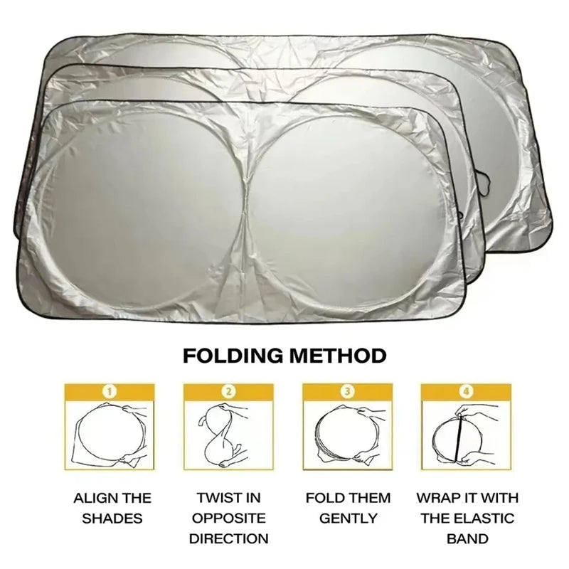 Foldable Car Windshield Sun Shade - UV Reflector Visor Cover - 4