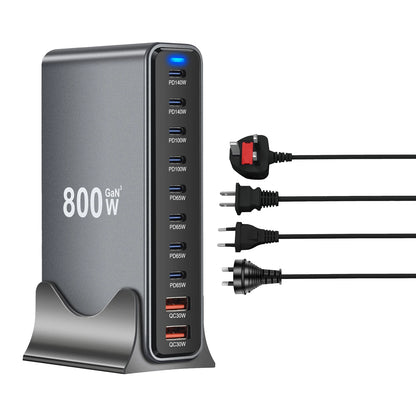 800W 10-Port GaN Fast Charging Station for iPhone, Samsung, and MacBook