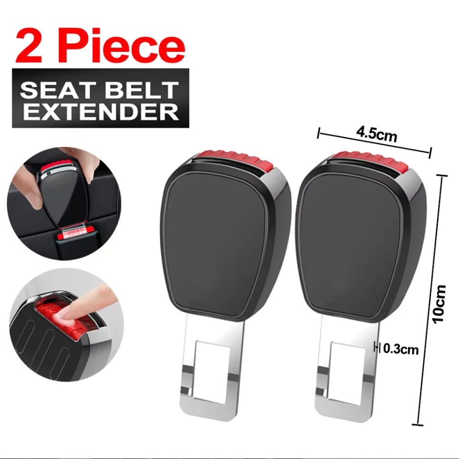 Universal Car Seat Belt Extender - Durable Safety Buckle Clip 2-Pack
