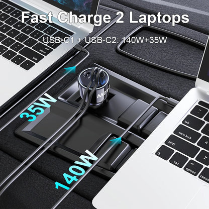 240W 4-Port USB-C Car Charger - PD 3.1 Super Fast Charging Adapter