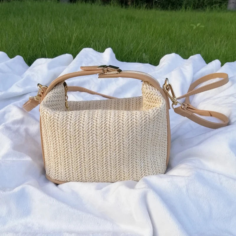 Luxury Woven Straw Bucket Bag