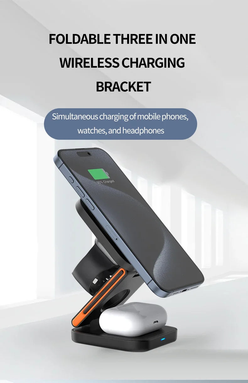 3-in-1 Foldable Magnetic Wireless Charging Station for Apple Devices
