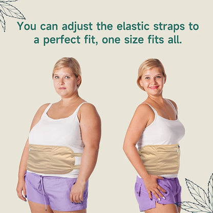 Reusable Castor Oil Pack Wrap - Adjustable Compression Waist Support Band
