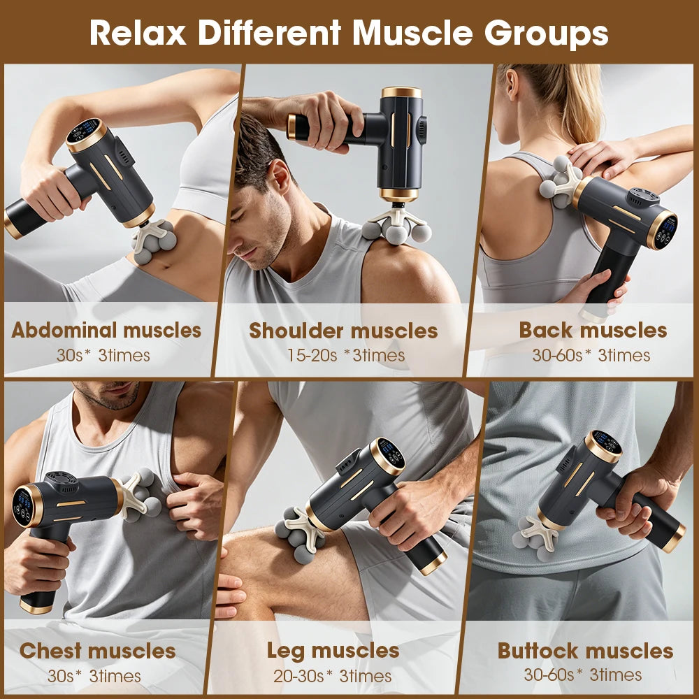 Deep Tissue Percussion Muscle Massage Gun - Handheld Body Recovery Massager - 6