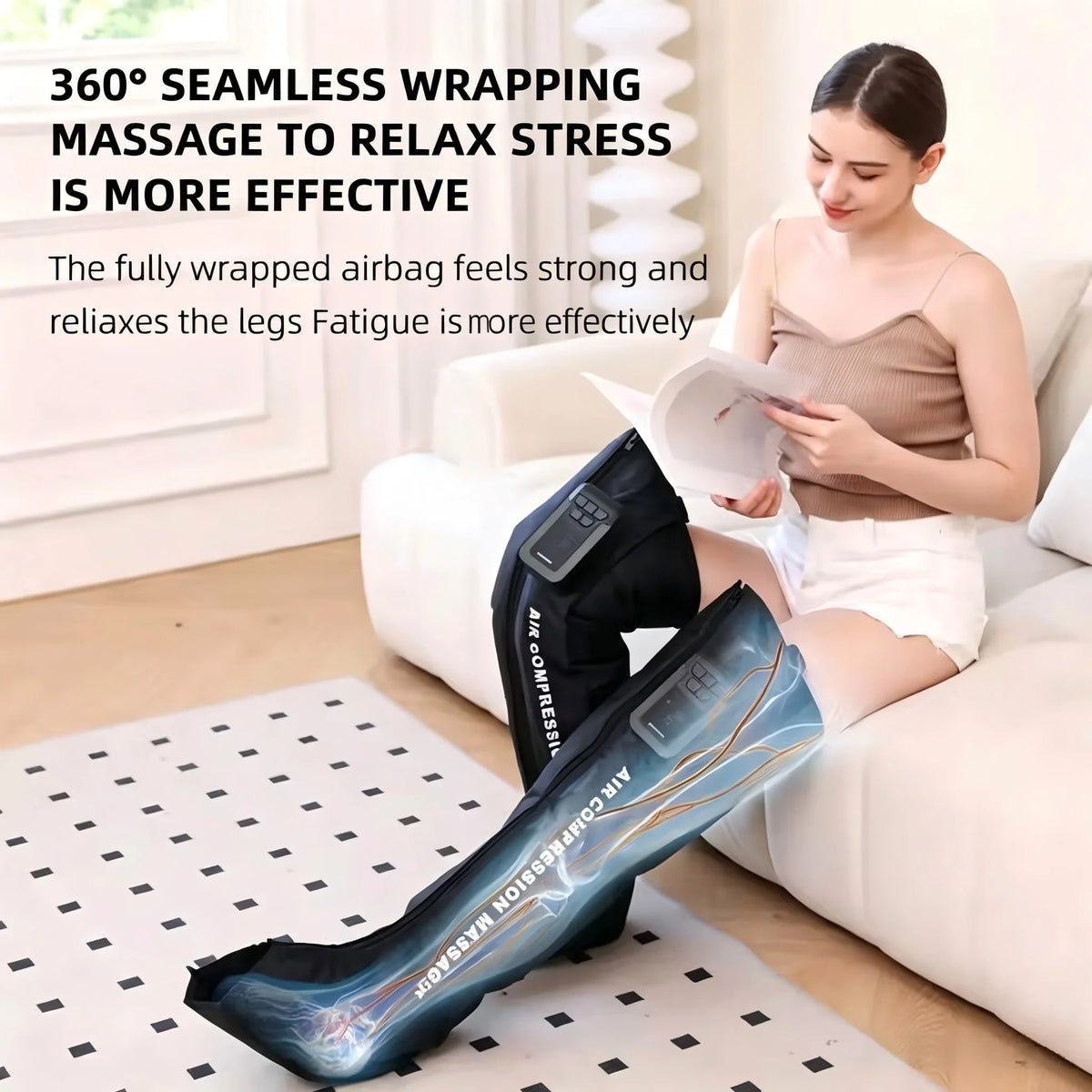 Full Leg Air Compression Massager - Cordless Sequential Recovery Boots