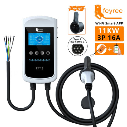 Smart EV Charging Station: Type 2 Wallbox with WiFi, App & LED Display