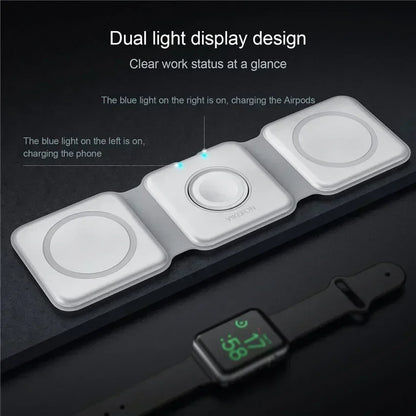 3-in-1 Foldable Magnetic Wireless Charging Station for iPhone & Apple Watch
