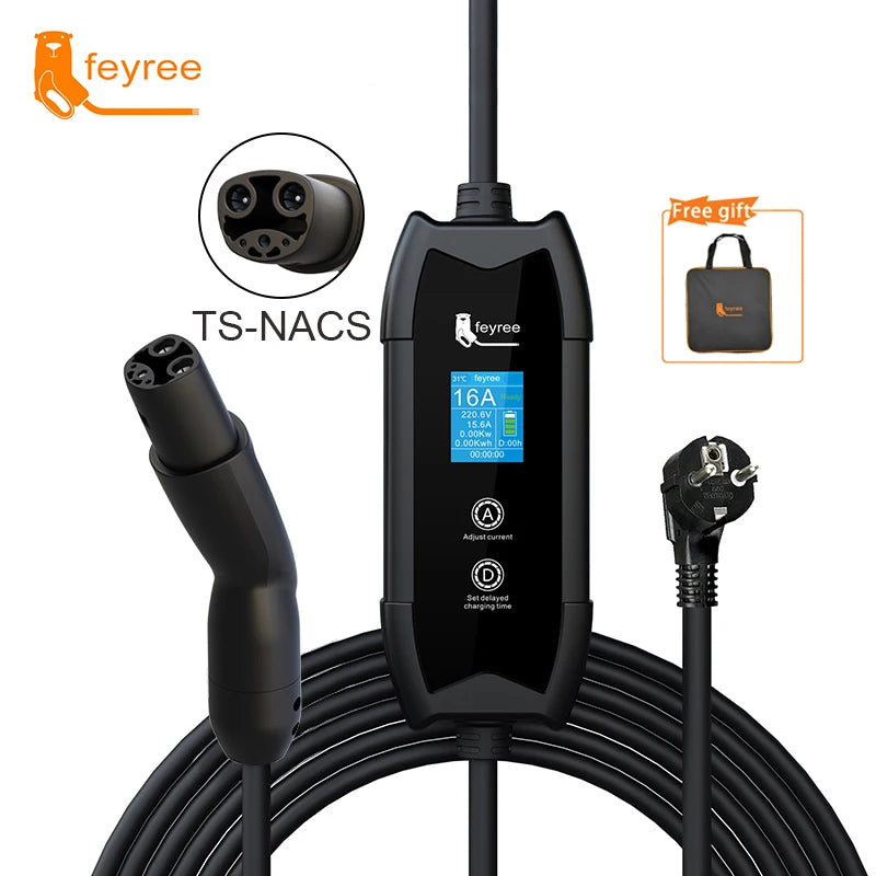 Portable NACS EV Charger for Tesla - 3.5kW Adjustable Level 2 Charging - 26