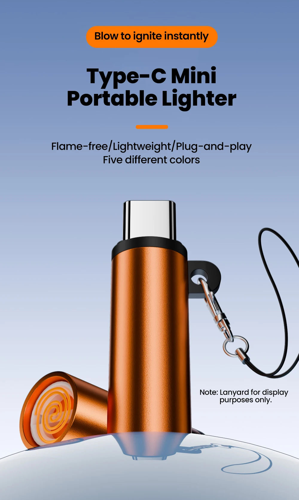 Portable USB-C Mobile Cigarette Lighter - Instant Blow-to-Ignite Tech