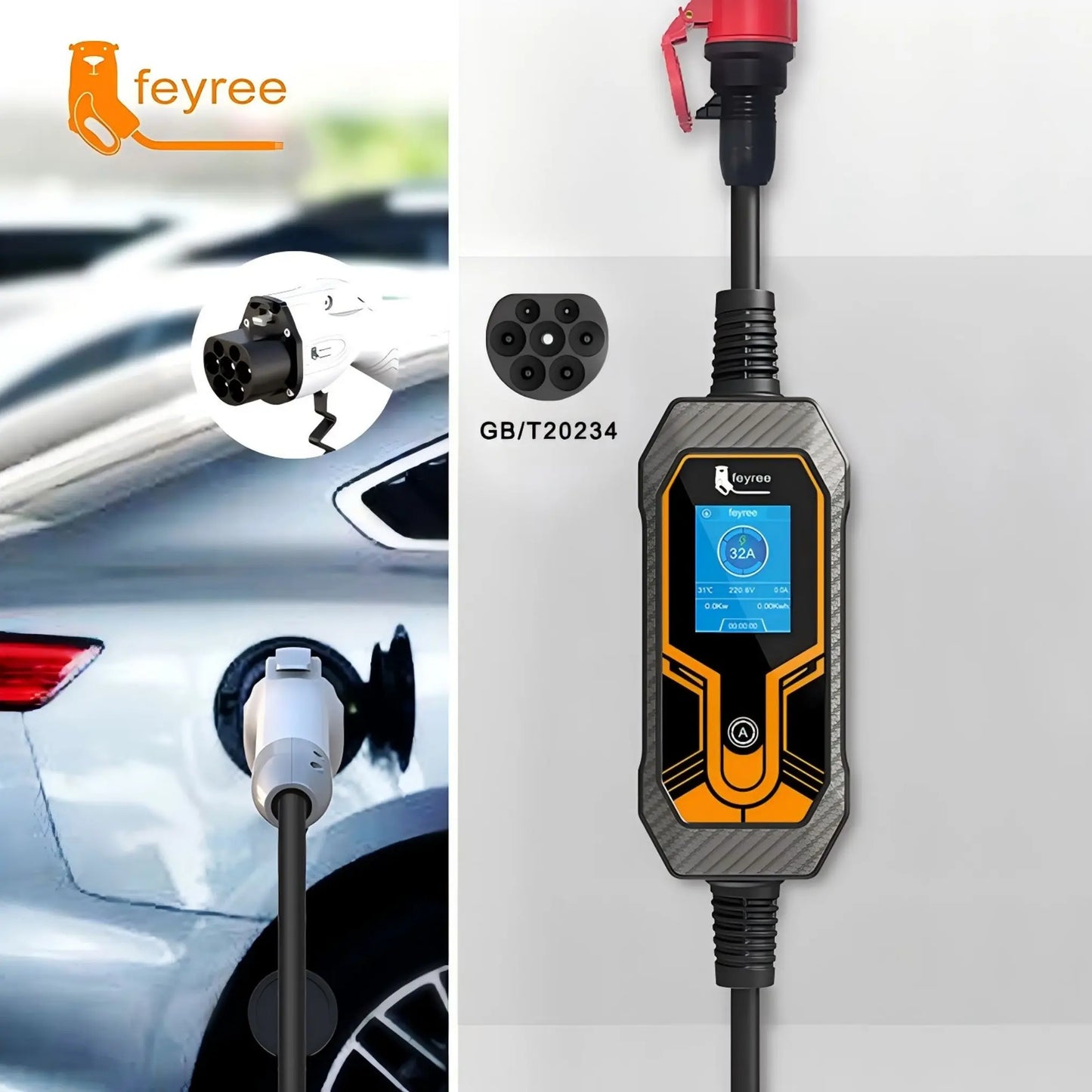 Portable GB/T Electric Vehicle EV Charger - Adjustable 3.5KW-11KW Power