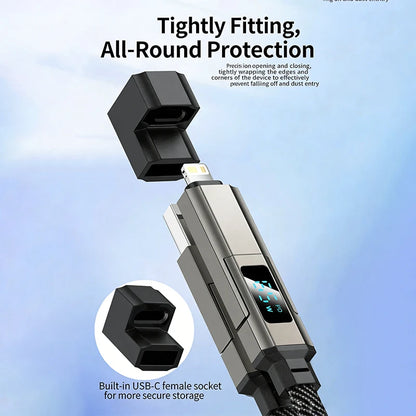 4-in-1 Fast Charging Keychain Cable with LED Power Display