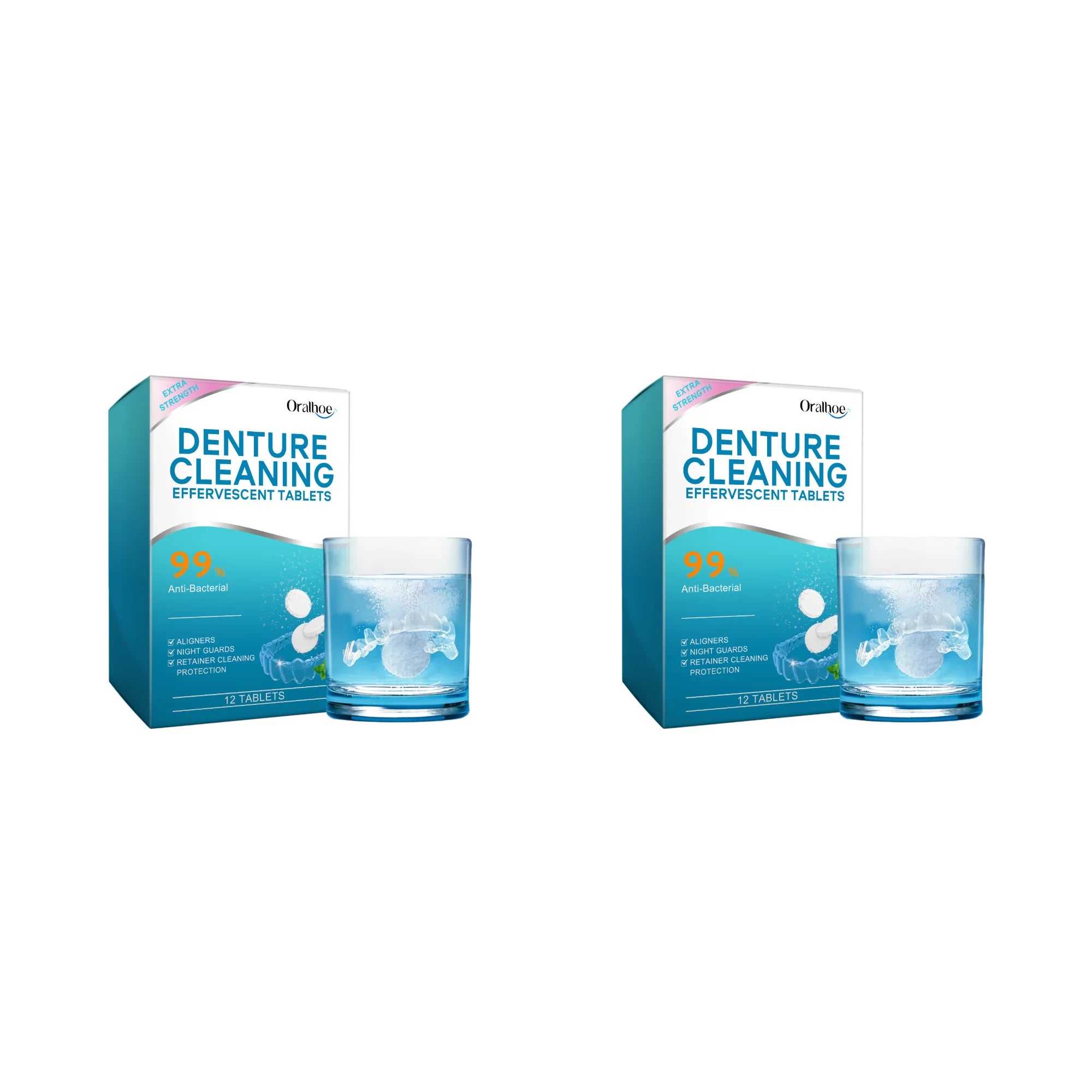 Denture Cleaning Effervescent Tablets - Antibacterial Retainer & Aligners Cleaner - 13