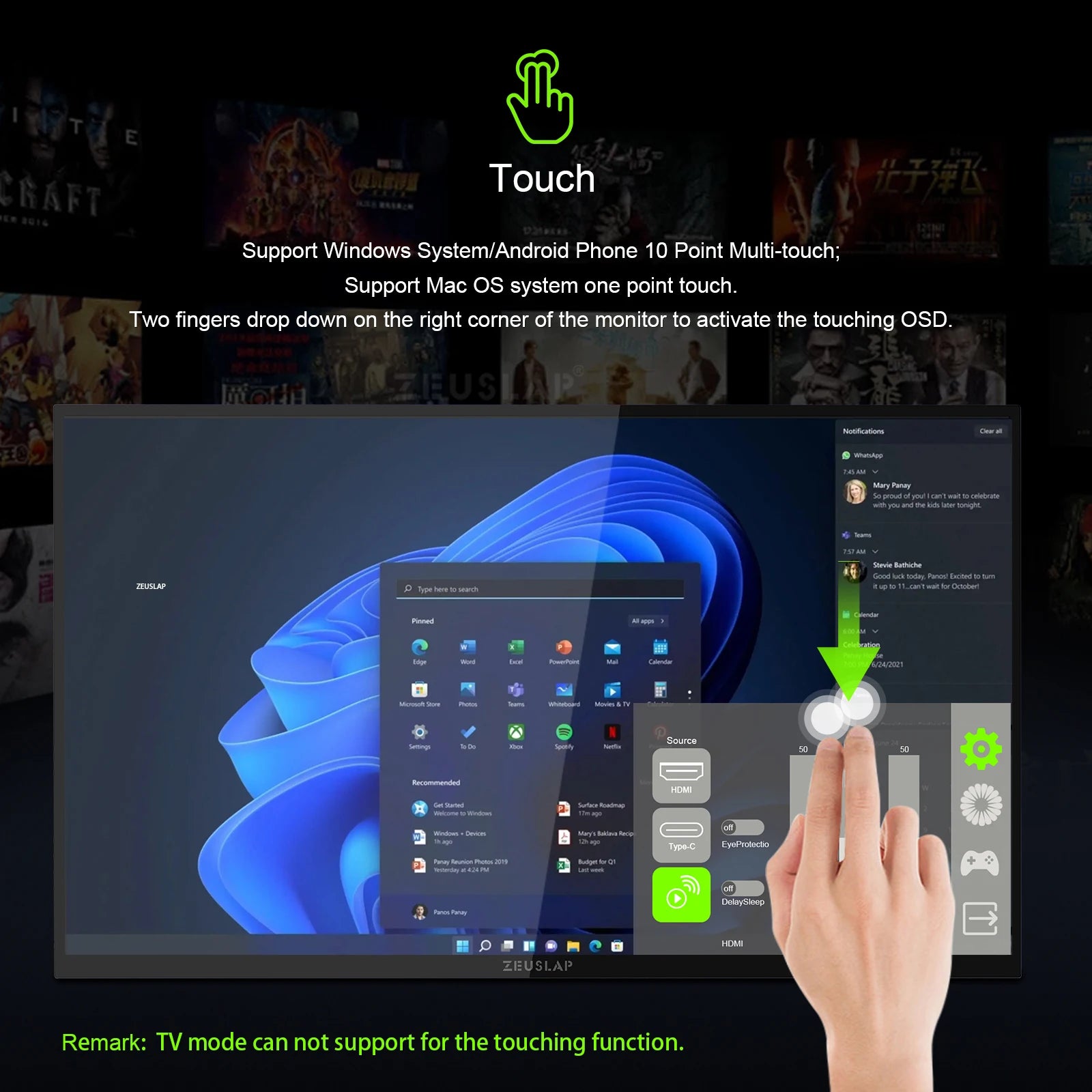 18.5" Smart Portable Touch Monitor with Google TV & Built-in Streaming - 4