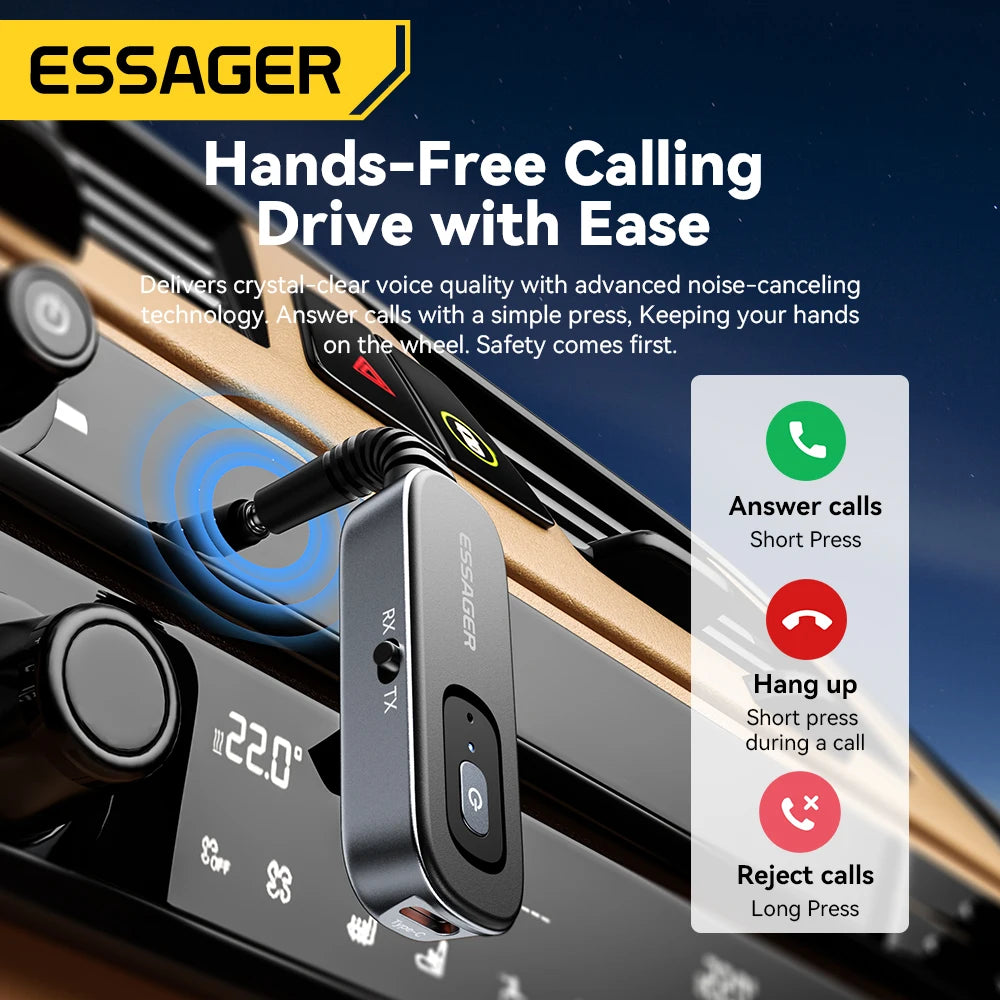 Essager 2-in-1 Bluetooth 5.1 Transmitter & Receiver for TV, Car & Audio