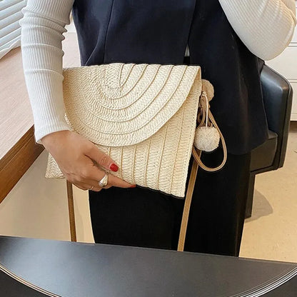 Luxury Woven Straw Beach Clutch
