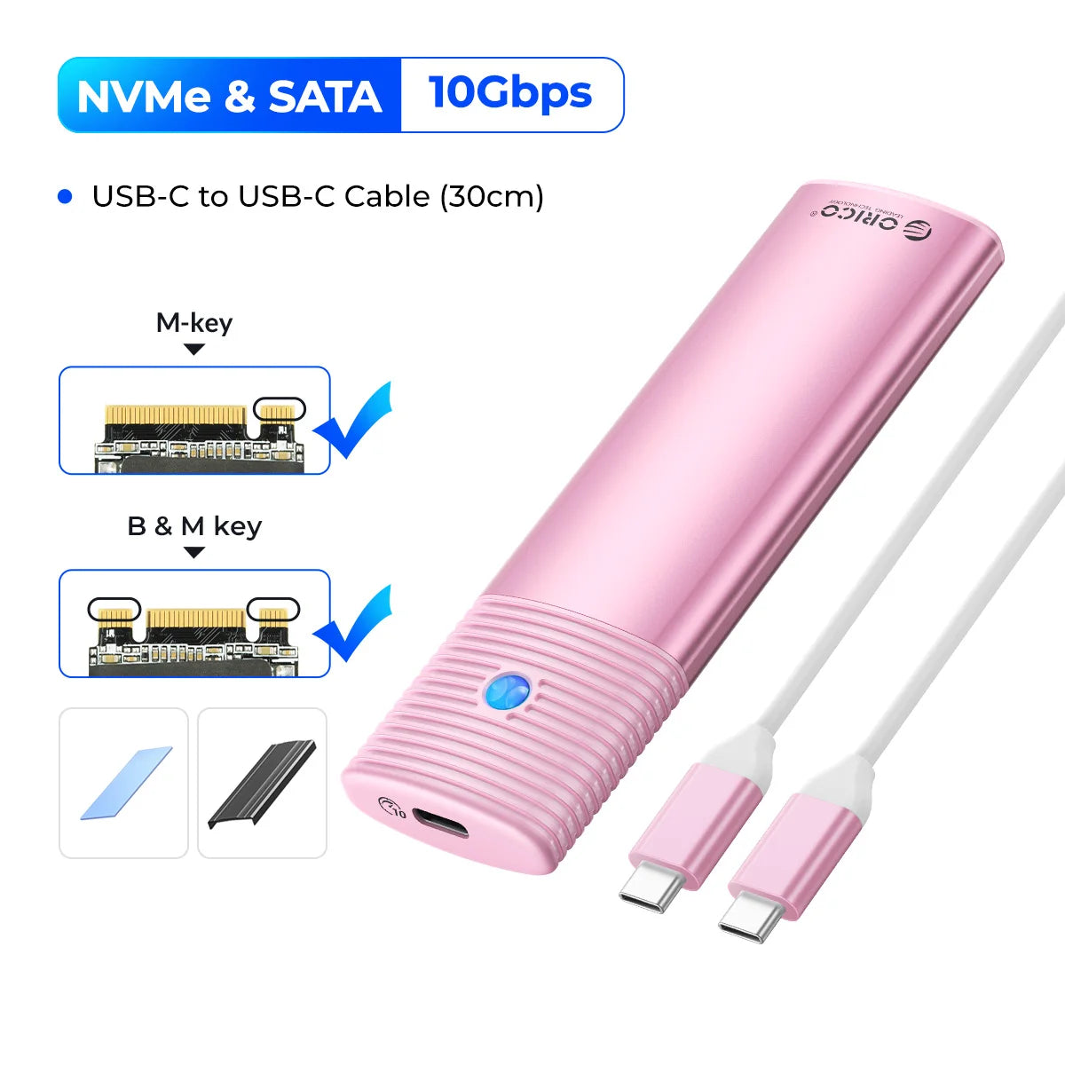 10Gbps M.2 NVMe SSD Enclosure Tool-Free Aluminum Case for 2280/2230 SSD - 35