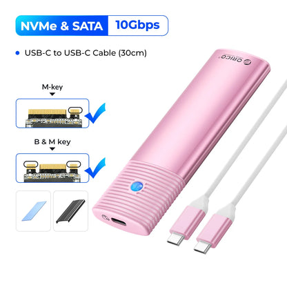10Gbps M.2 NVMe SSD Enclosure Tool-Free Aluminum Case for 2280/2230 SSD