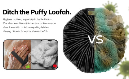 Silicone Body Scrubber & Exfoliating Shower Brush with Non-Slip Grip