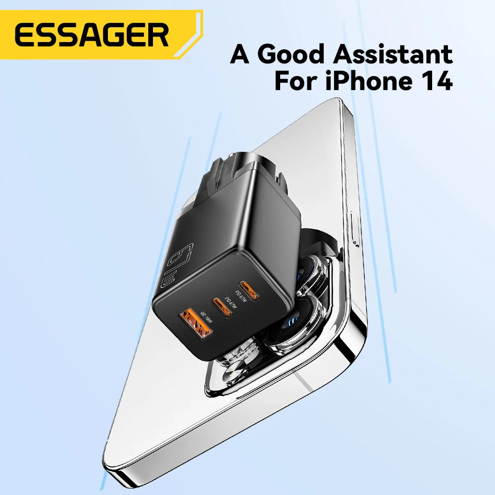 Essager 67W GaN USB-C Fast Wall Charger - Multi-Port Power Adapter