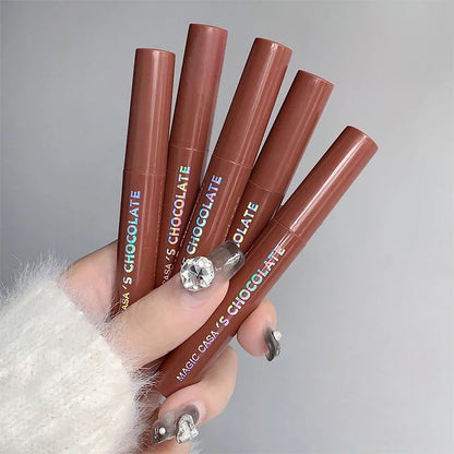 5-Piece Chocolate Matte Lip Glaze Set - Long-Lasting Waterproof Lip Tint