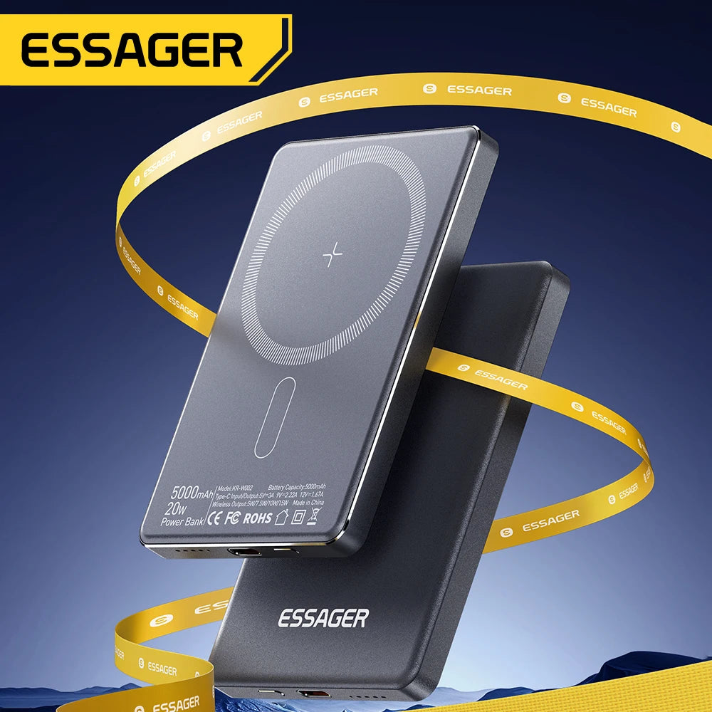 Slim Magnetic Wireless Power Bank 5000mAh for iPhone 16/15/14 Fast Charge