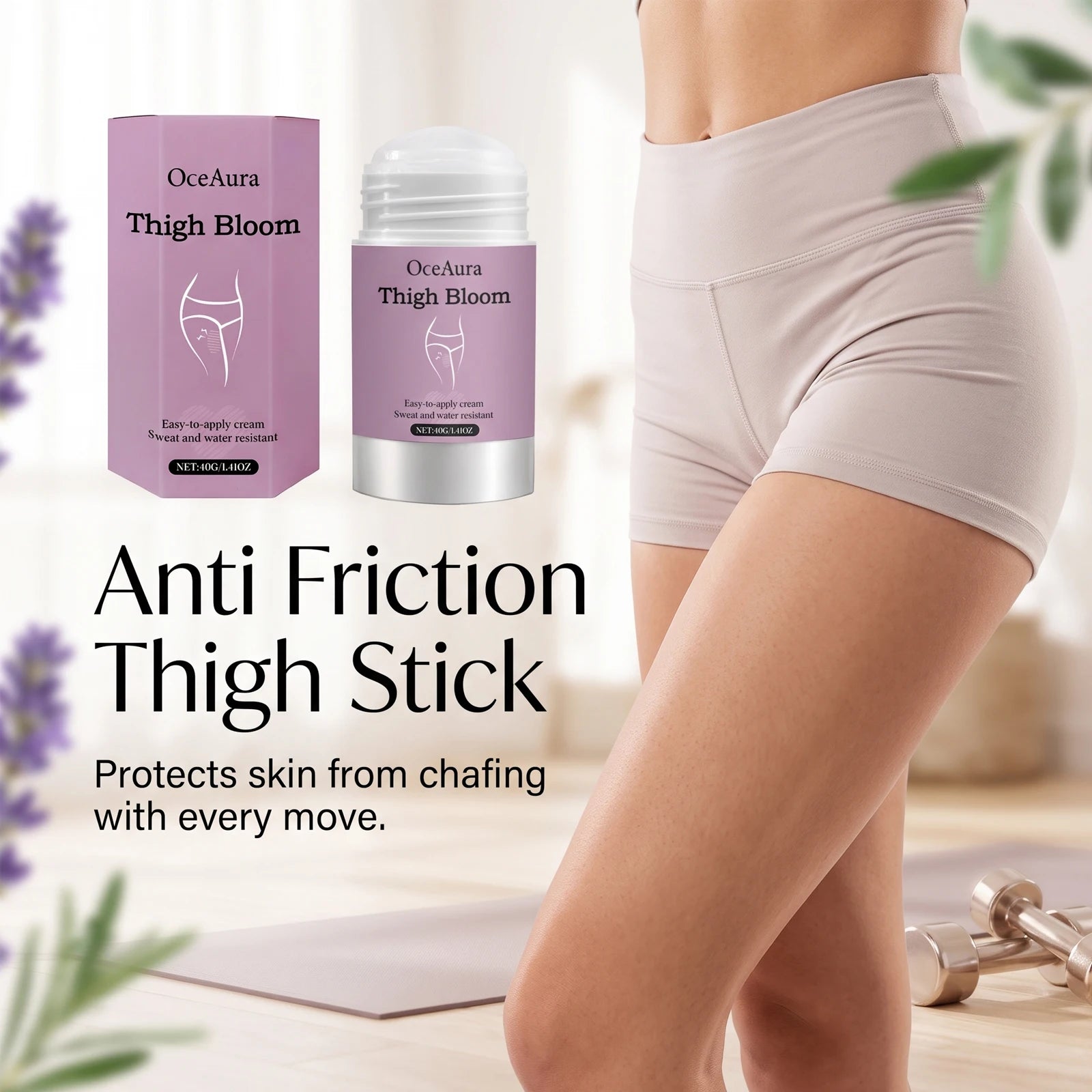 Anti-Chafe Thigh Balm Stick - Waterproof Skin Friction Prevention & Soothing Cream - 1