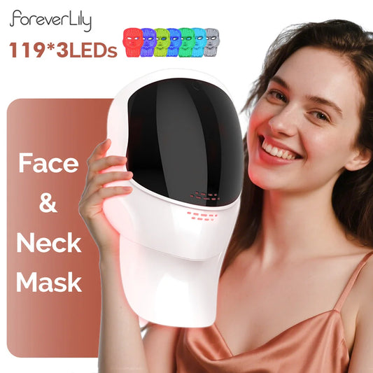 7-Color LED Face & Neck Light Therapy Mask Wireless