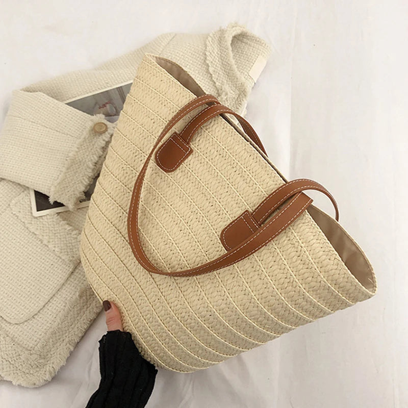 Luxury Bohemian Knitted Straw Tote