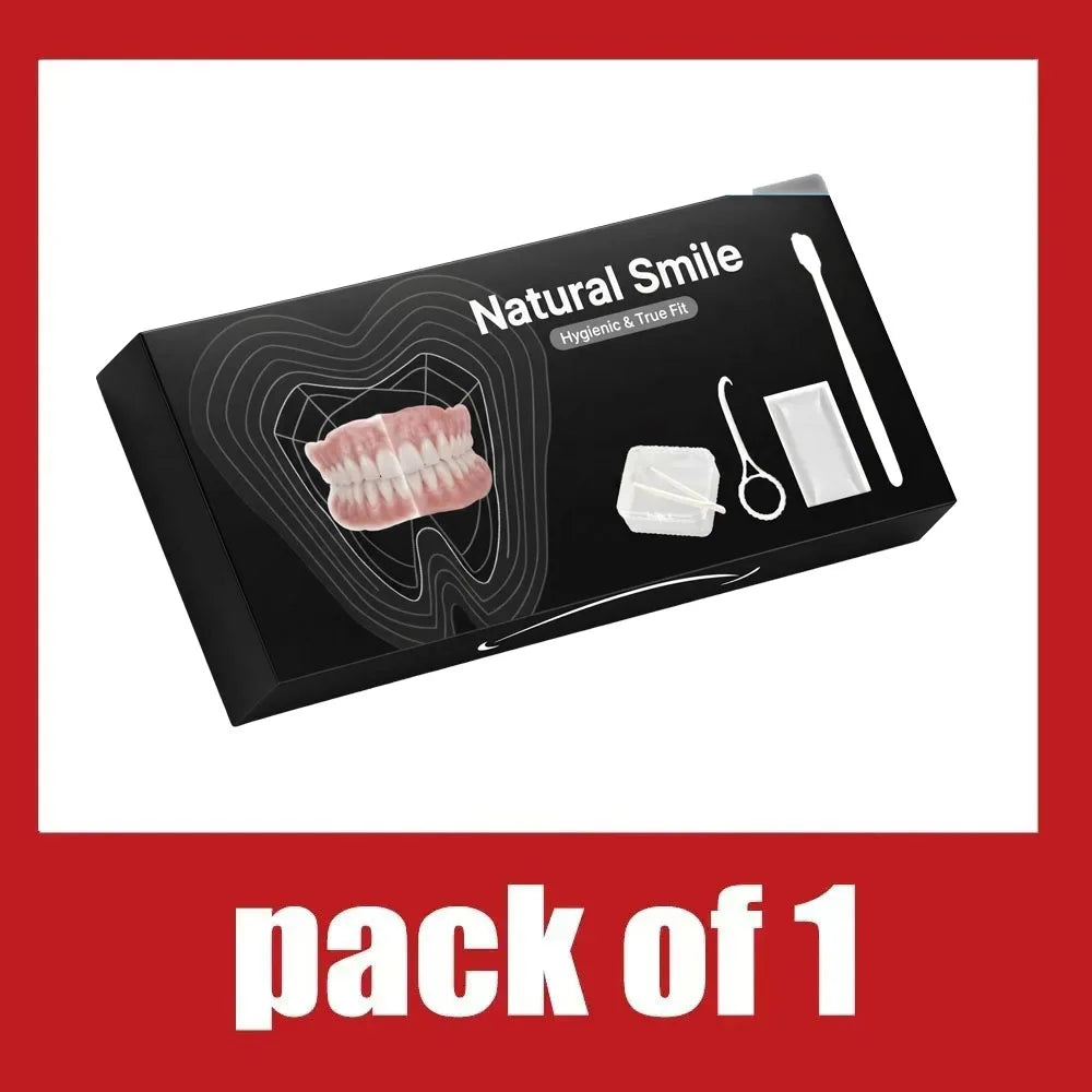 Natural Smile Full Mouth Denture Set with Storage Case and Cleaning Kit - 7