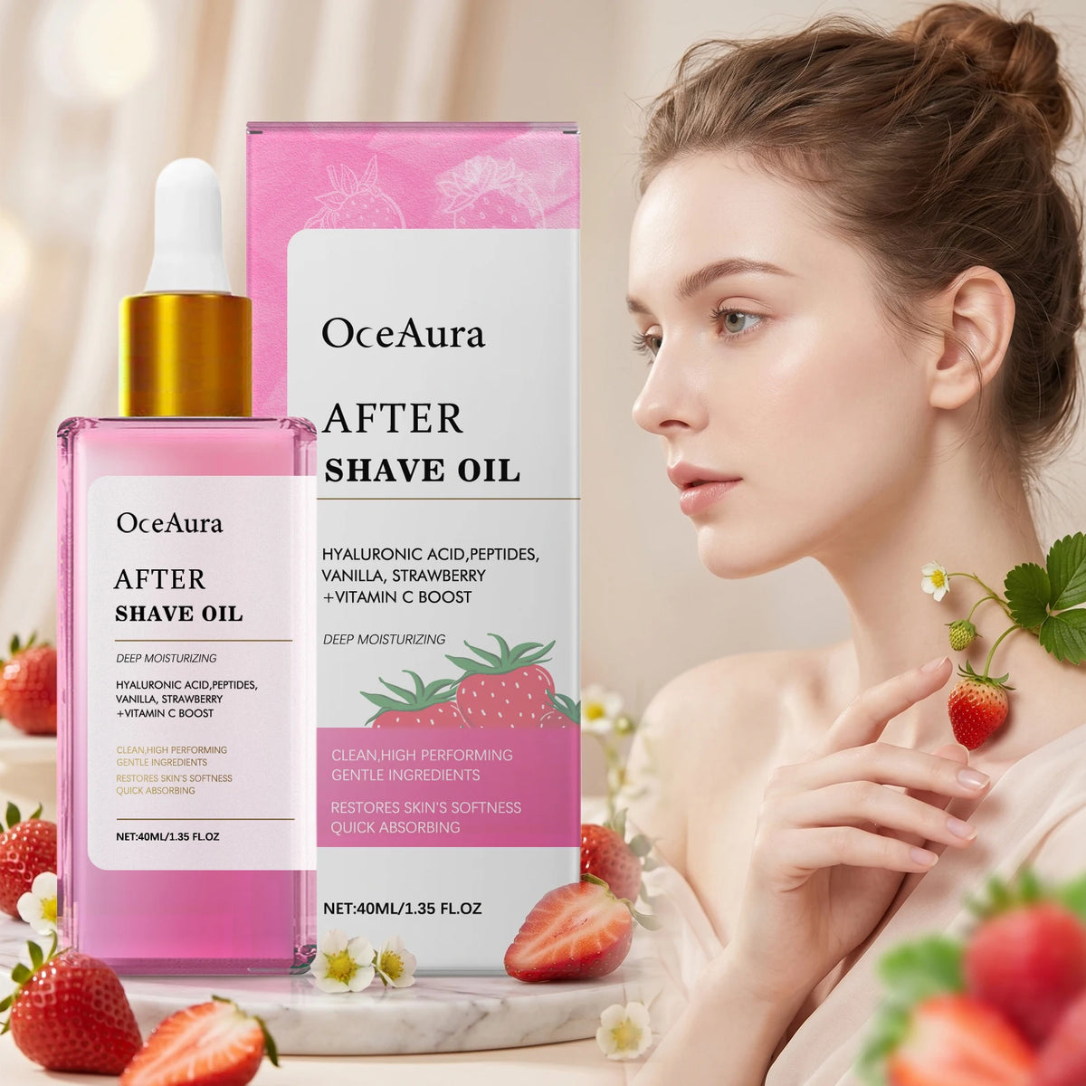 Strawberry Scented After Shave & Hair Removal Soothing Oil for Skin Hydration