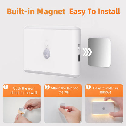 Rechargeable Motion Sensor LED Wall Sconce - Dimmable Color-Changing Night Light