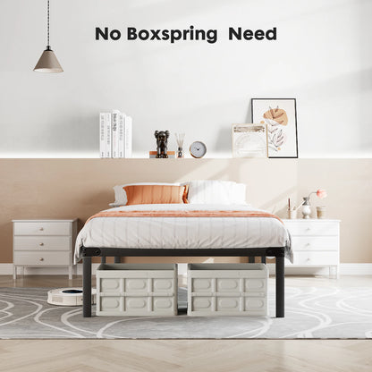 Heavy-Duty Metal Platform Bed Frame - Sturdy Steel Slat Support