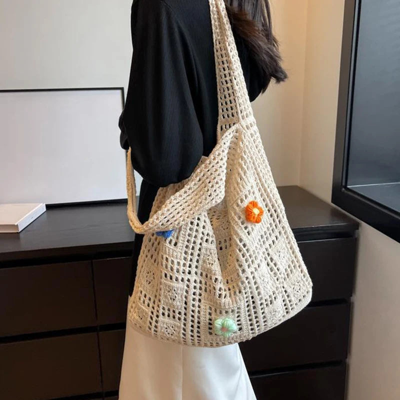 Luxury Flower Knitted Tote