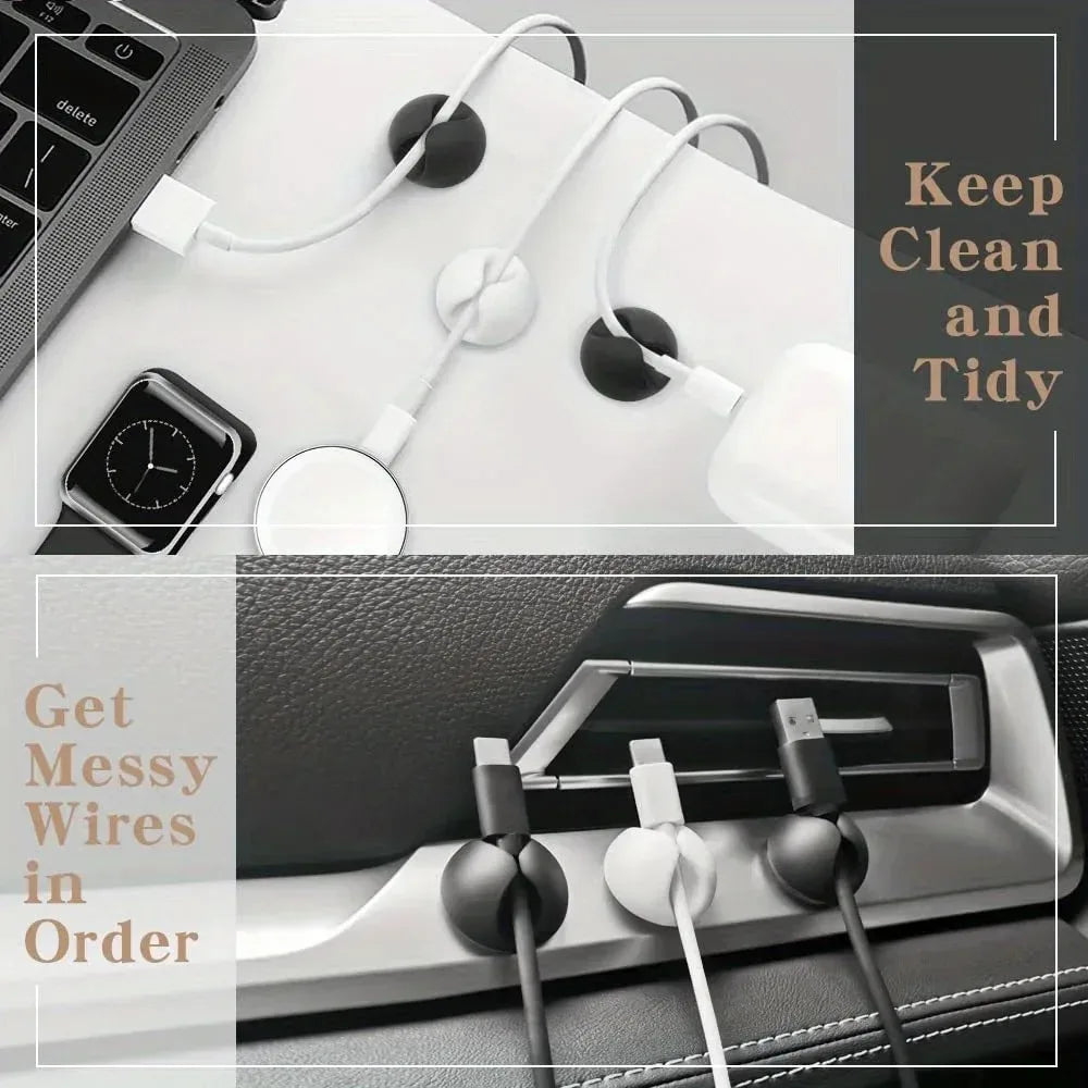 Adhesive Cable Organizer Clips – Tidy Desk Cord Holder for USB & Data Cables - 11