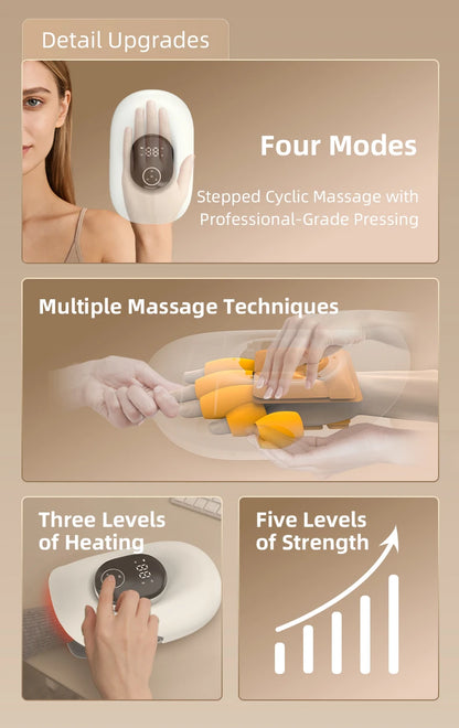 Smart Wireless Hand Massager with Heat and Airbag Compression