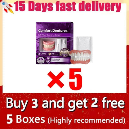 Comfort Fit Silicone Cosmetic Dentures - Natural Looking Instant Smile Veneers