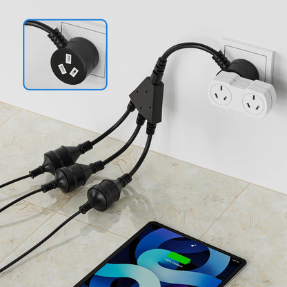 Australian 3-Way Power Extension Cord - 10A 250V Heavy Duty Splitter Cable