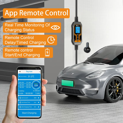 7KW WiFi EV Charger - Smart App Controlled GB/T Portable Charging Cable