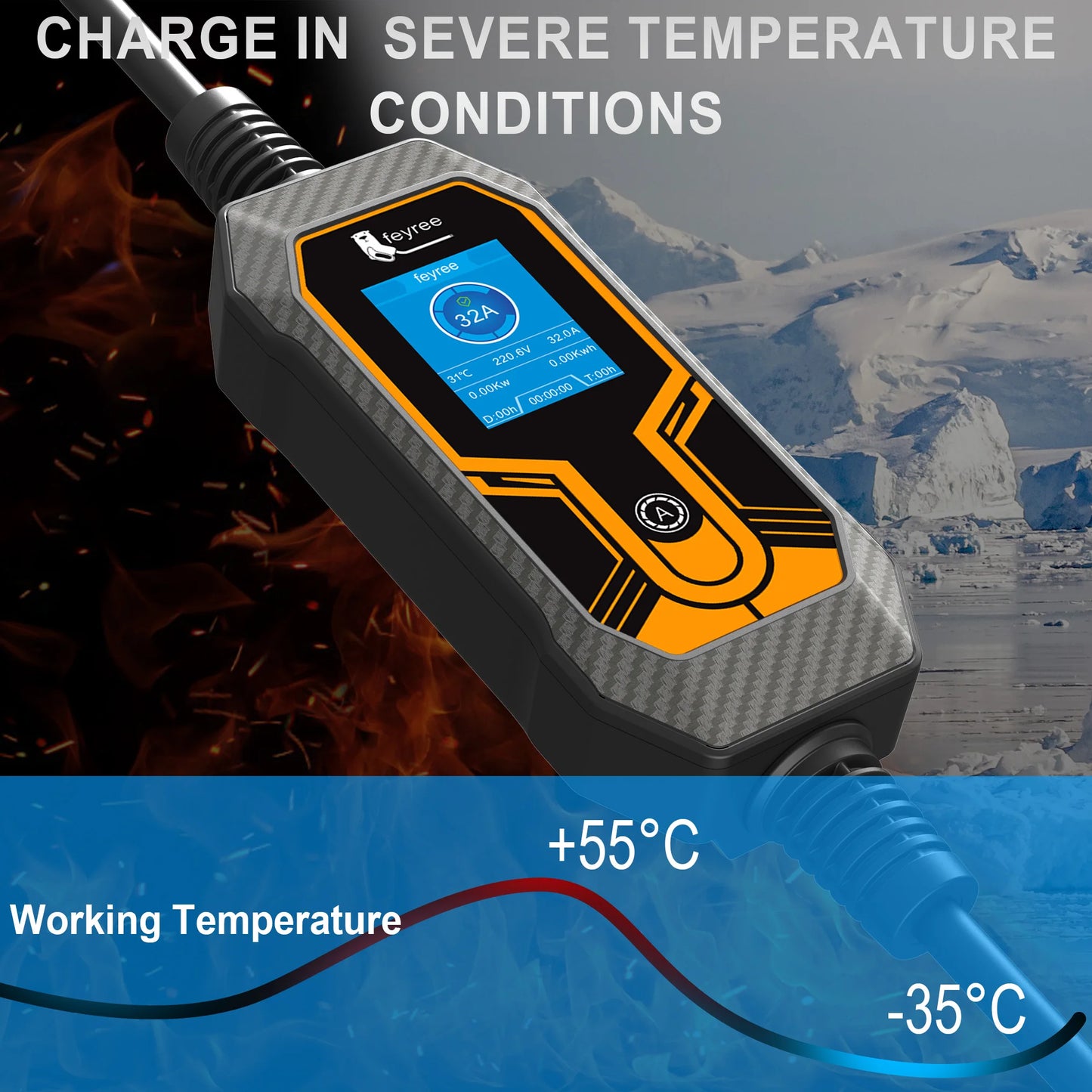 7KW Portable EV Charger for Tesla - Level 2 Adjustable Current Wallbox 5m