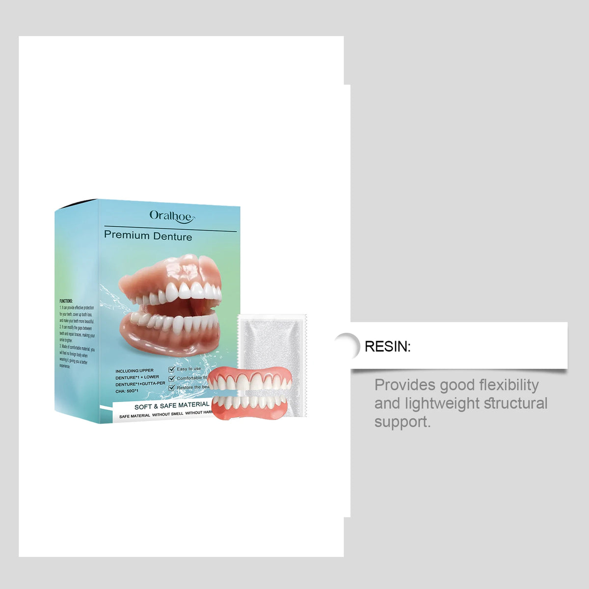 Temporary Silicone Dental Veneers - Custom Fit Comfortable False Teeth Set