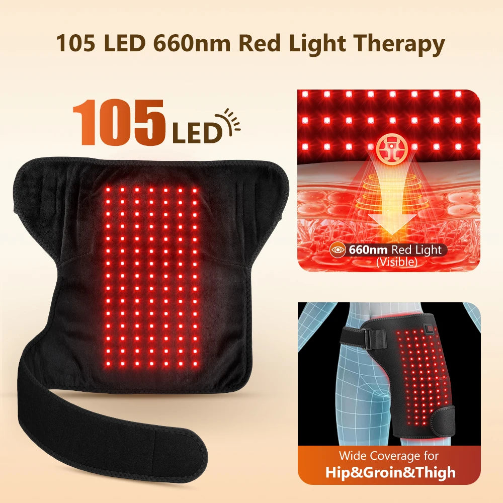 Red Light Therapy Hip Heating Pad - Pain Relief Support Wrap for Hips and Thighs
