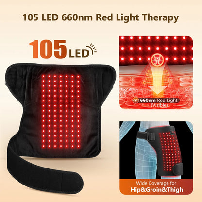 Red Light Therapy Hip Heating Pad - Pain Relief Support Wrap for Hips and Thighs