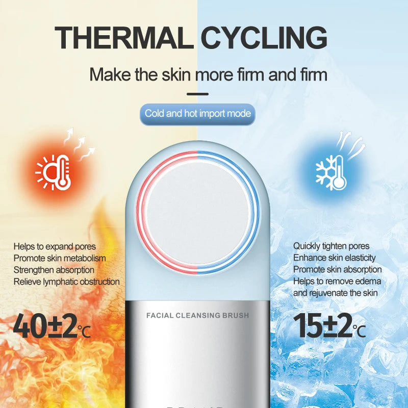 Hot & Cold Sonic Facial Cleansing Brush - Waterproof Silicone Face Massager - 2