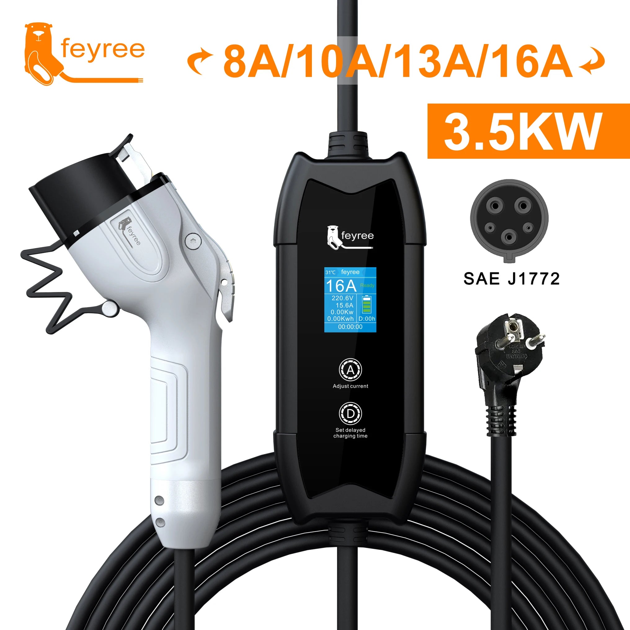 Portable EV Charger 3.5KW Adjustable Electric Vehicle Charging Station - 21